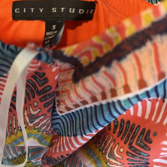 City Studio orange/blue/yellow print backless sleeveless maxi dress size S - Picture 2 of 3